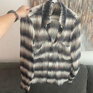 BCBGMaxazria Size Small Olive, Black, White, Brown Blouse